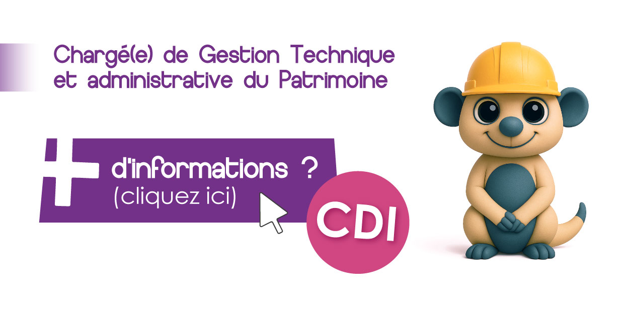Offre d'emploi pour un poste de chargé de gestion technique et administrative au PAtrimoine (femme/homme). Cliquez sur l'image pour ouvrir la fiche de poste.